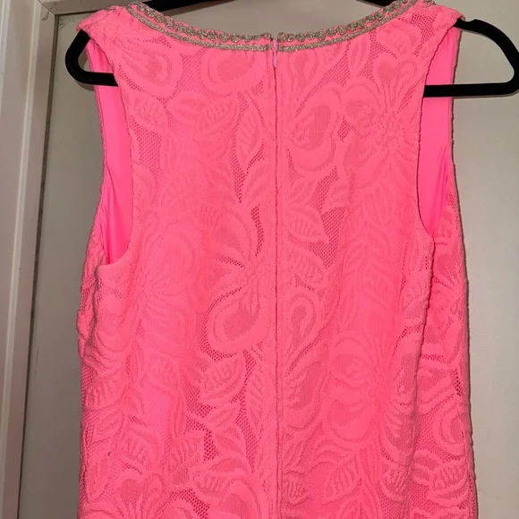 Lilly Pulitzer Lilly’s Coral Pink Wildflower Lace Gold Carlotta Maxi Dress sz 8